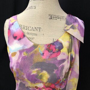 H&M. Foral Satin Sleeveless Dress & Shoulder Bow: Size 6
